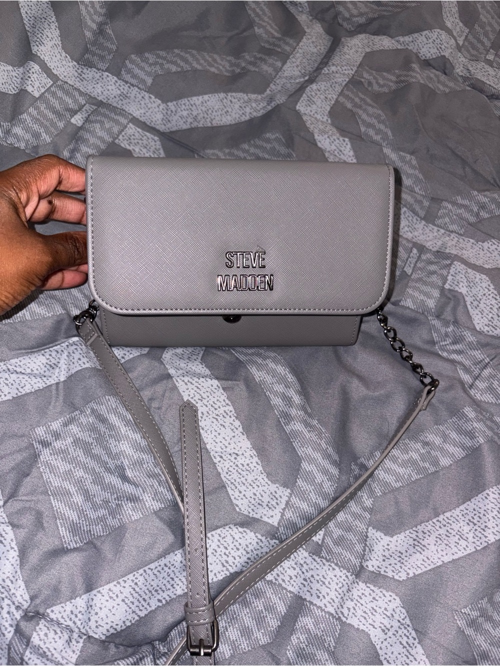 Steve Madden Light Gray Crossbody Wallet Bag